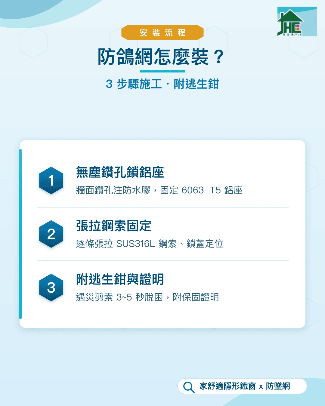 防鴿網安裝流程與逃生鉗脫困