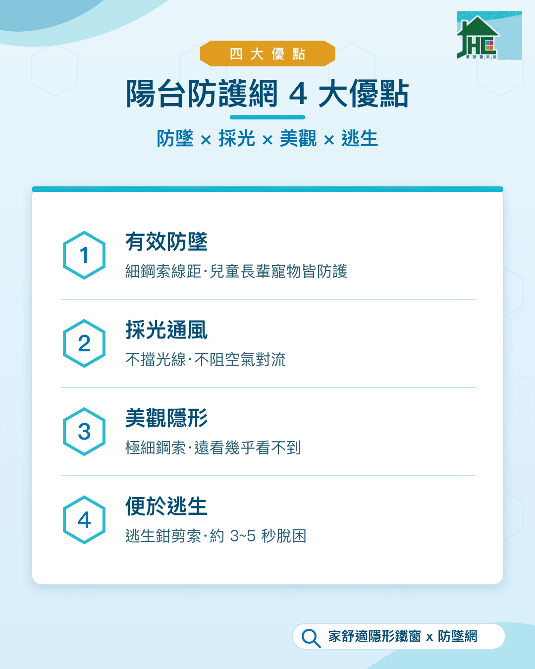 陽台防護網 4 大優點：有效防墜、採光通風、美觀隱形、便於逃生